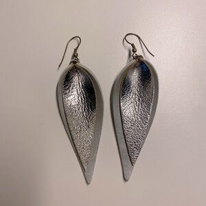 Metallic Silver Leas Earrrings